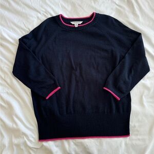 L.K. Bennett London Navy Blue and Pink Knit Sweater
